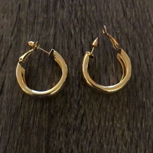 Thick Gold Hoop Earrings, not real gold